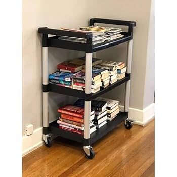 Amazon.com: Trolley 3-Shelf Utility Plastic Cart with Wheels